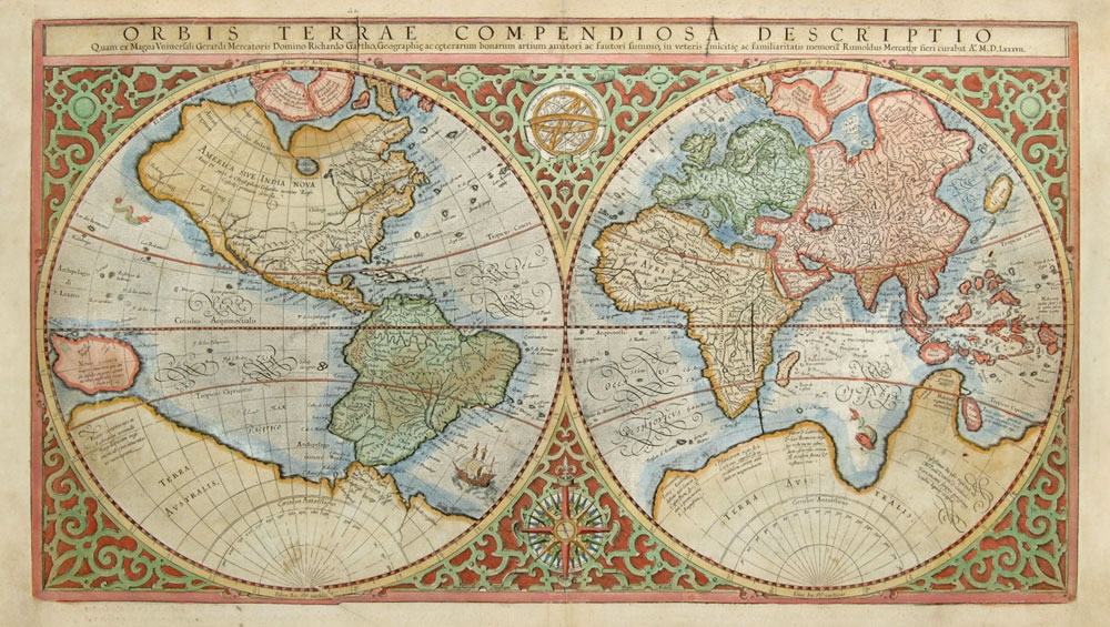 World map titled 'Orbis Terrae Commpendiosa Descriptio.'